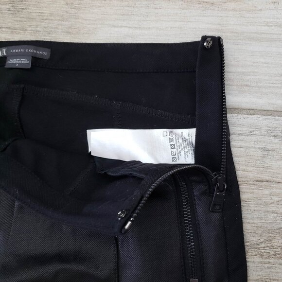 AX Armani Exchange Moto Skinny Pants Women's Low Rise Coated Fabric Panel 2 - Picture 7 of 8